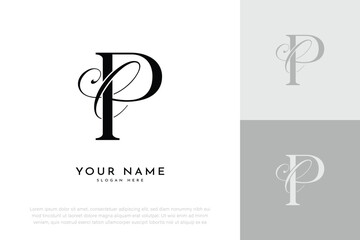 PC CP initial letter handwriting wedding monogram logo