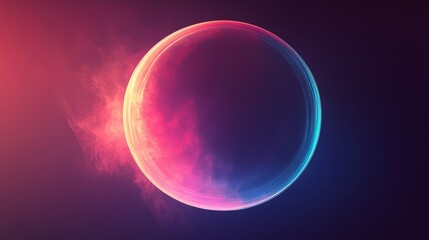 Minimalist single translucent circle with pastel tones on a dark velvet background