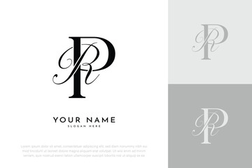 PR RP initial letter handwriting wedding monogram logo