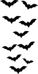 A set of Halloween bat silhouette vector