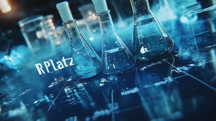 A blue background with the periodic table of elements