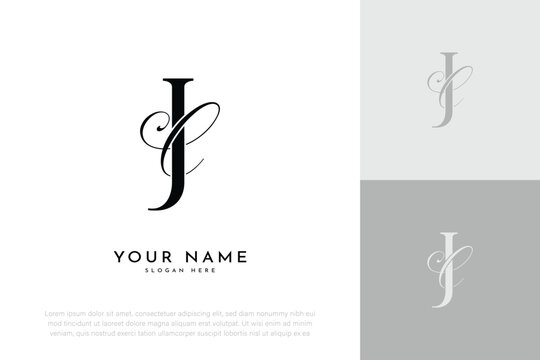 JC CJ initial letter handwriting wedding monogram logo