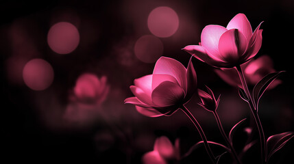 Romantic Abstract Pink Glow with Bokeh and Dreamy Light in the Dark Valentine's day background