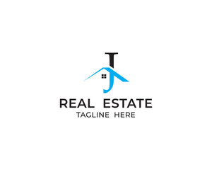 Letter J and real estate logo design 