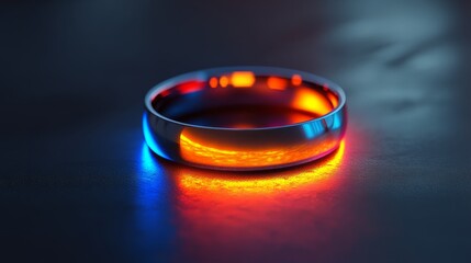 Minimalist vibrant ring with smooth edges glowing softly on black