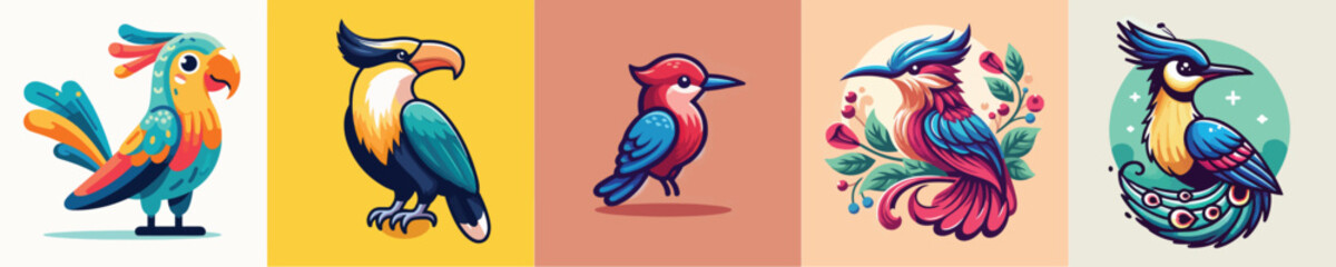 Obraz premium Vector collection of beautiful peacocks