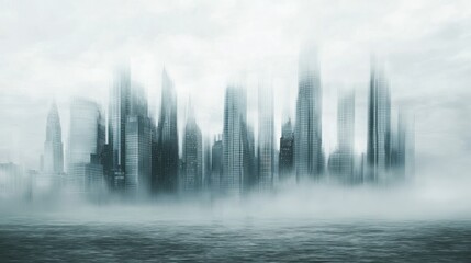 Submerged Metropolis: A City Vanishing in Mist
