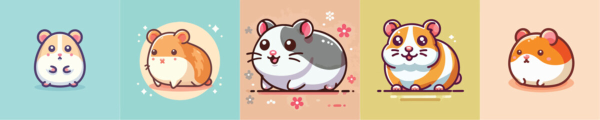 Hamster animal vector set with flatdesign style