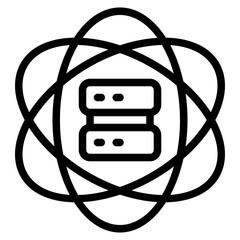 Stylized Data Storage Icon with Atomic Structure