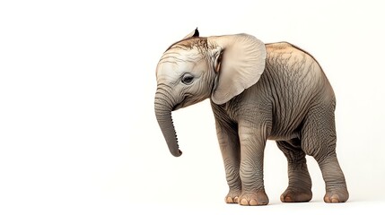 Obraz premium A high-resolution image of a baby elephant standing on a white background