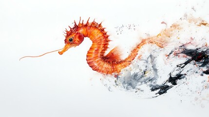 Obraz premium A high-resolution image of a seahorse floating against a white background