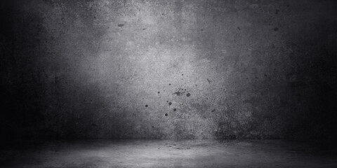 Empty dark abstract cement wall and studio room with  texture for display products wall background