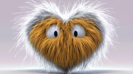 Fluffy yellow heart with big eyes
