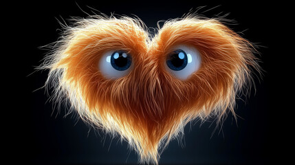 Fluffy heart with wide eyes