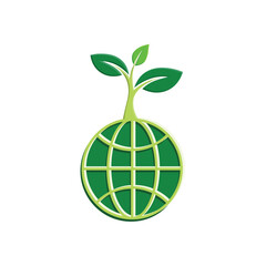 sustainable icon. earth and plant vector. reuse, recycle, renewal for carbon reduction, net zero, green energy, eco-friendly concept. Flat color design style