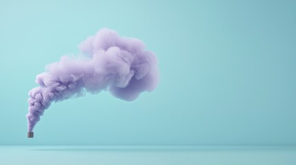 Naklejka premium A purple smoke plume rises from a container against a light blue background.