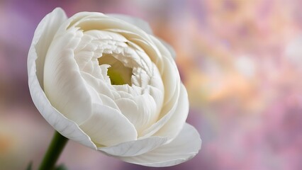 White ranunculus flower macro photography