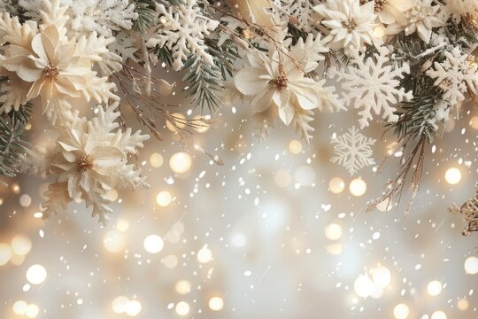 White background with a snowflake and a flower