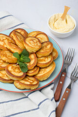 Cornmeal pancakes.  Delicious golden pancakes for breakfast.