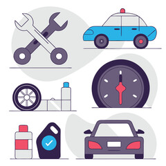 Naklejka premium Sleek Minimalist Automotive Glyph Icons: Cars, Trucks, and More! app sign road flat logo style wheel