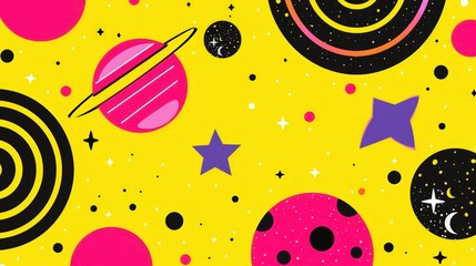 Vibrant Cosmic Dreamscape: A Whimsical Yellow Galaxy