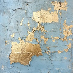 Obraz premium Explore Cracked Blue and Gold Wall Texture: A Stunning Abstract Background Image, Perfect for Design Projects and Artistic Inspiration.