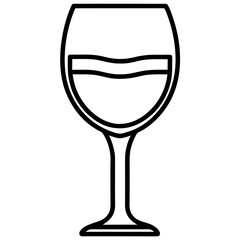 Simple Line Art of a Wine Glass