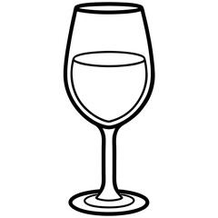 Simple Line Art of a Wine Glass
