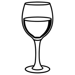 Simple Line Art of a Wine Glass