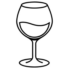 Simple Line Art of a Wine Glass