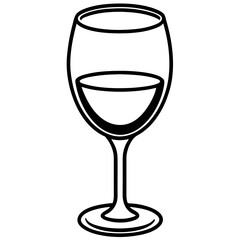 Simple Line Art of a Wine Glass
