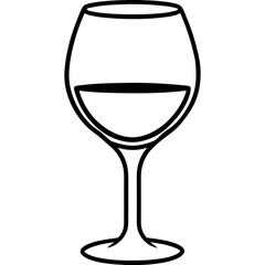 Simple Line Art of a Wine Glass