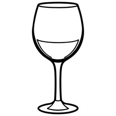 Simple Line Art of a Wine Glass