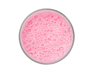 Pink strawberry milk isolated on  white background
