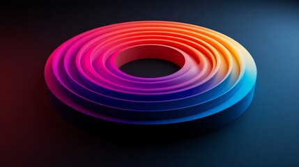 One concentric gradient circle in vibrant tones on a matte black surface 