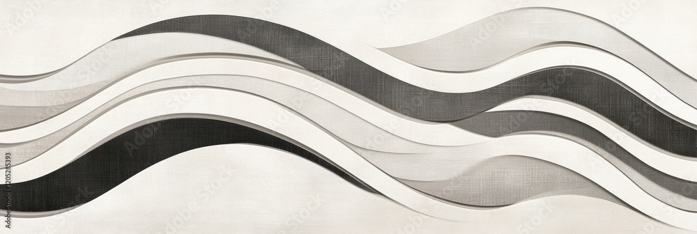 Fototapete abstract design featuring flowing waves in shades of gray and white on a textured background, ideal 