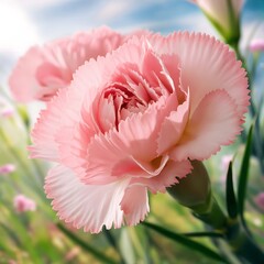 Spring background with pink carnation closeup