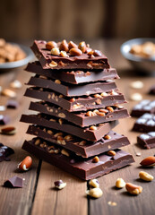 Chocolate in the Shape of a Tile Stacked on the Table
