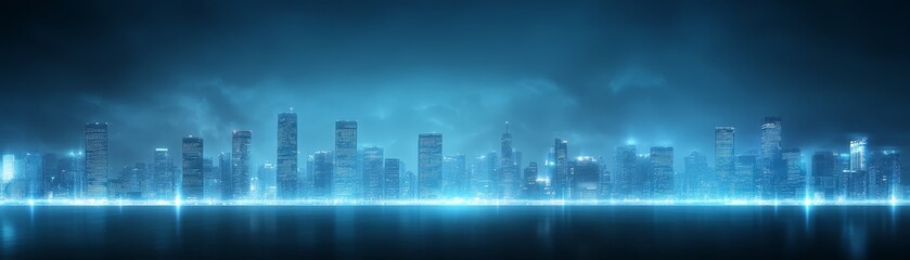 Breathtaking urban nightscape city lights dazzle in the dark dazzling