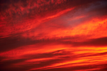 A sunset heaven, orange sky. Sun Rays