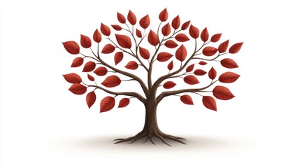 Obraz premium A stylized tree with red leaves, symbolizing autumn or change.