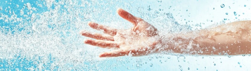 Hand reaching out of the water captivating glimpse of hope and survival