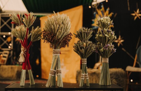 Didukh. Ukrainian Christmas decoration and traditional symbol. Made of straw of different cereals. Didukh literally means the spirit of ancestors. Straw weaving. Part of a series