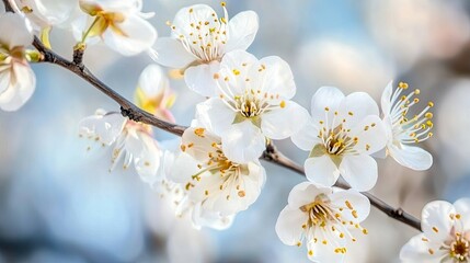 Fototapeta premium A soft-focus close-up of colorful blossoms in the wind, creating a dreamy, meditative effect that calms the mind and transports the spirit.