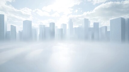 Fototapeta premium Misty Metropolis: A City Skyline Shrouded in Fog