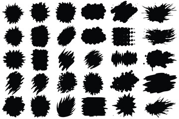 Set of vector paint brush stroke