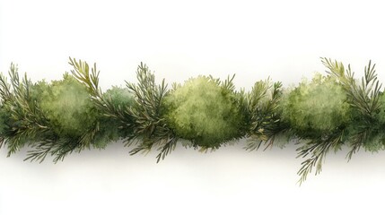 Fototapeta premium A watercolor illustration of lush green foliage resembling a garland.