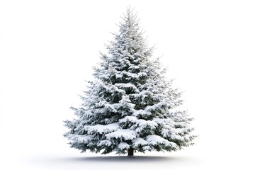 Perfect snow covered christmas tree on white background