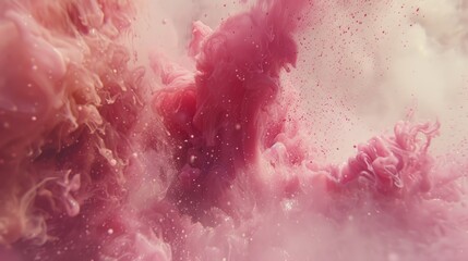 Obraz premium Abstract Pink Ink Explosion: A Dreamlike Underwater Dance of Colors