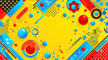 Obraz premium Abstract Geometric Composition: Vibrant Yellow, Red, and Blue Shapes